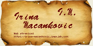 Irina Macanković vizit kartica